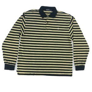 Men's Polo by Ralph Lauren Long Sleeve Polo Shirt Black‎ Yellow Stripes 2XL